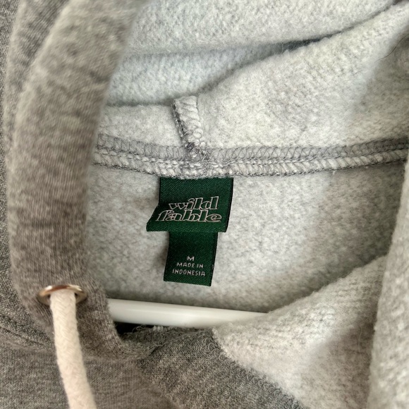 Like New Wild Fable Women's Gray Cropped Hoodie Sweatshirt Raw Hem Pullover - Picture 2 of 4